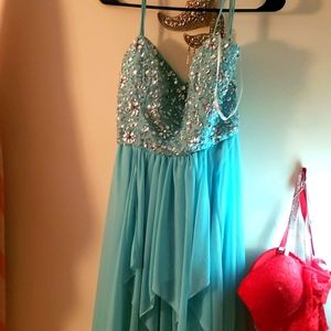 Mint green dress with silver sparkles